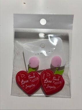 Red Heart Teacher Earrings